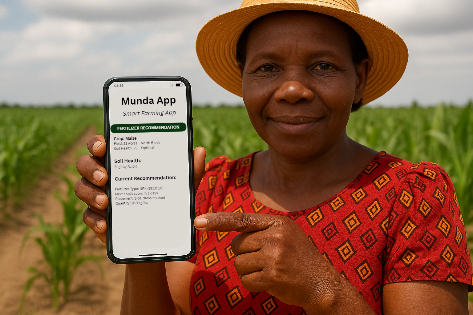 Farmer using smartphone in a field
